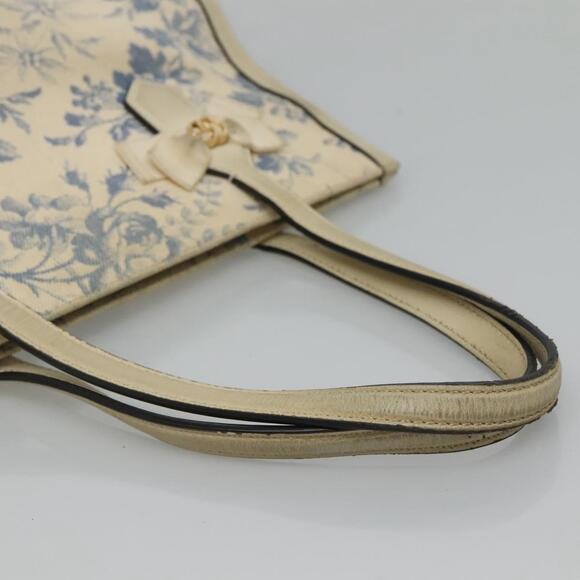 GUCCI Tote Bag Canvas Leather White Blue - Picture 7 of 16